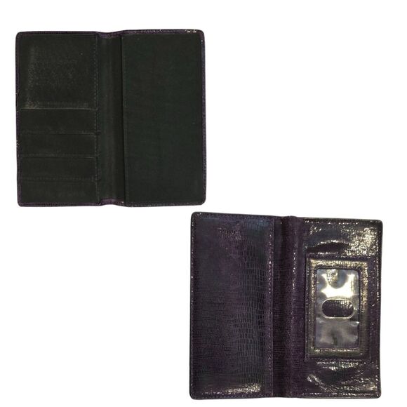 Wilsons Leather Deep Purple Slim Wallet Checkbook EUC - Picture 2 of 4
